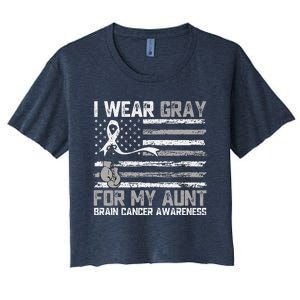 I Wear Gray For My Aunt Brain Cancer Awareness Month Women's Crop Top Tee