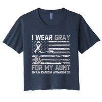 I Wear Gray For My Aunt Brain Cancer Awareness Month Women's Crop Top Tee