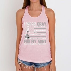 I Wear Gray For My Aunt Brain Cancer Awareness Month Women's Knotted Racerback Tank