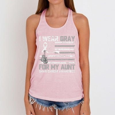 I Wear Gray For My Aunt Brain Cancer Awareness Month Women's Knotted Racerback Tank