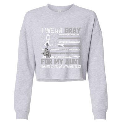 I Wear Gray For My Aunt Brain Cancer Awareness Month Cropped Pullover Crew