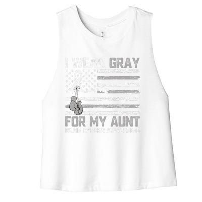 I Wear Gray For My Aunt Brain Cancer Awareness Month Women's Racerback Cropped Tank