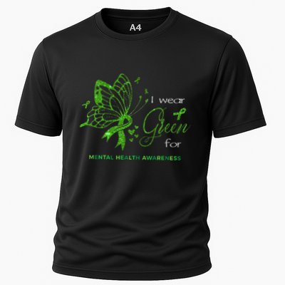 I Wear Green For Mental Health Awareness Butterfly Ribbon Performance Shirt