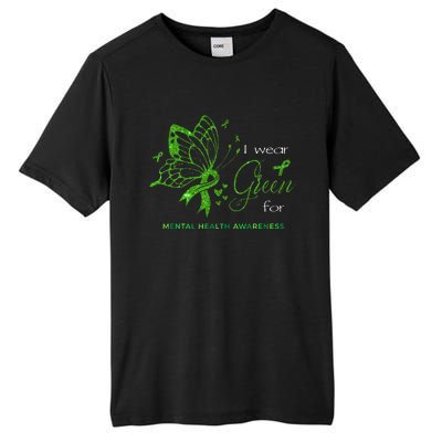 I Wear Green For Mental Health Awareness Butterfly Ribbon Tall Fusion ChromaSoft Performance T-Shirt