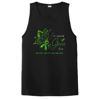 I Wear Green For Mental Health Awareness Butterfly Ribbon PosiCharge Competitor Tank