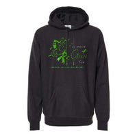 I Wear Green For Mental Health Awareness Butterfly Ribbon Premium Hoodie