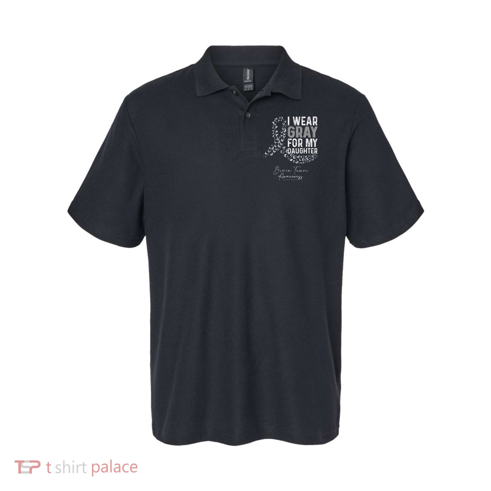 I Wear Gray For My Daughter Brain Tumor Awareness Month Polo