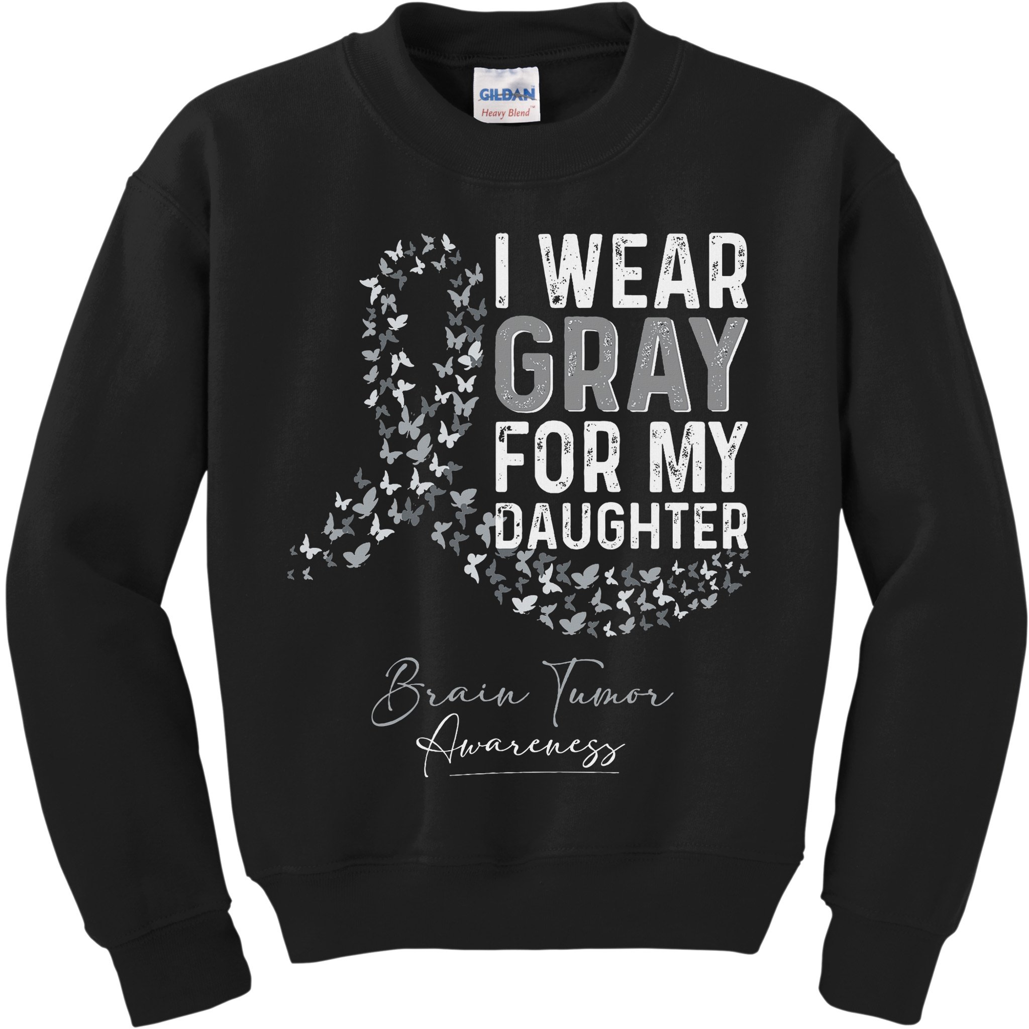 I Wear Gray For My Daughter Brain Tumor Awareness Month Kids Sweatshirt