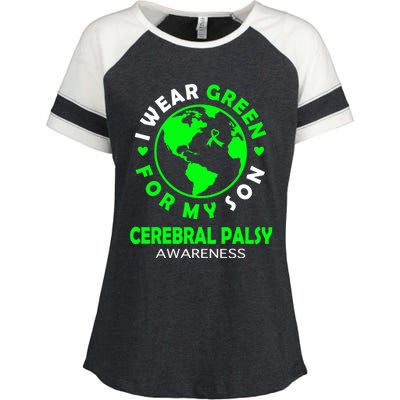 I Wear Green For My Son Cerebral Palsy Awareness Gift Enza Ladies Jersey Colorblock Tee