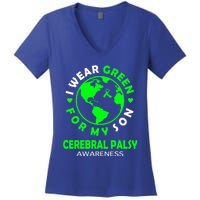 I Wear Green For My Son Cerebral Palsy Awareness Gift Women's V-Neck T-Shirt