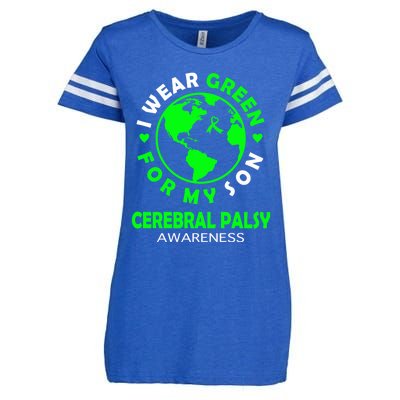 I Wear Green For My Son Cerebral Palsy Awareness Gift Enza Ladies Jersey Football T-Shirt