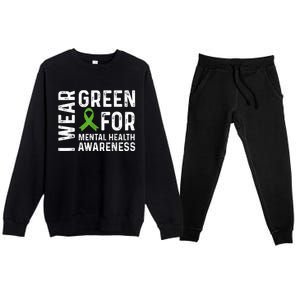 I Wear Green For Mental Health Awareness Month Premium Crewneck Sweatsuit Set