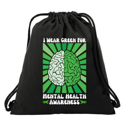 I Wear Green Tal Health Awareness Month Psychiatric Gift Drawstring Bag