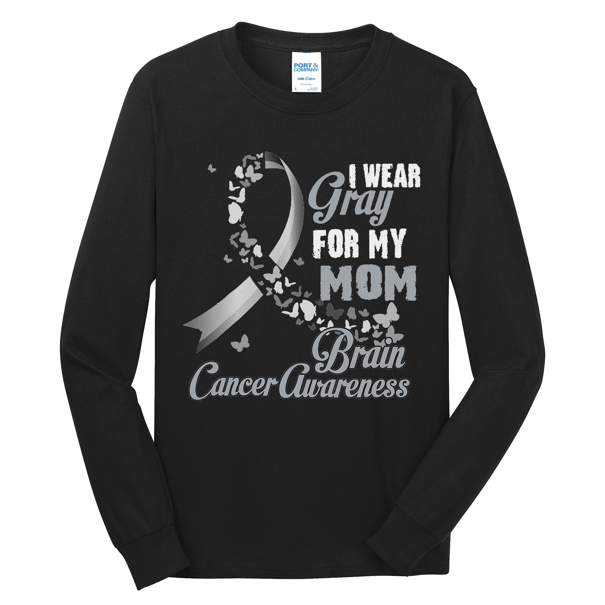 I Wear Grey For My Mom Brain Cancer Awareness Tall Long Sleeve T-Shirt