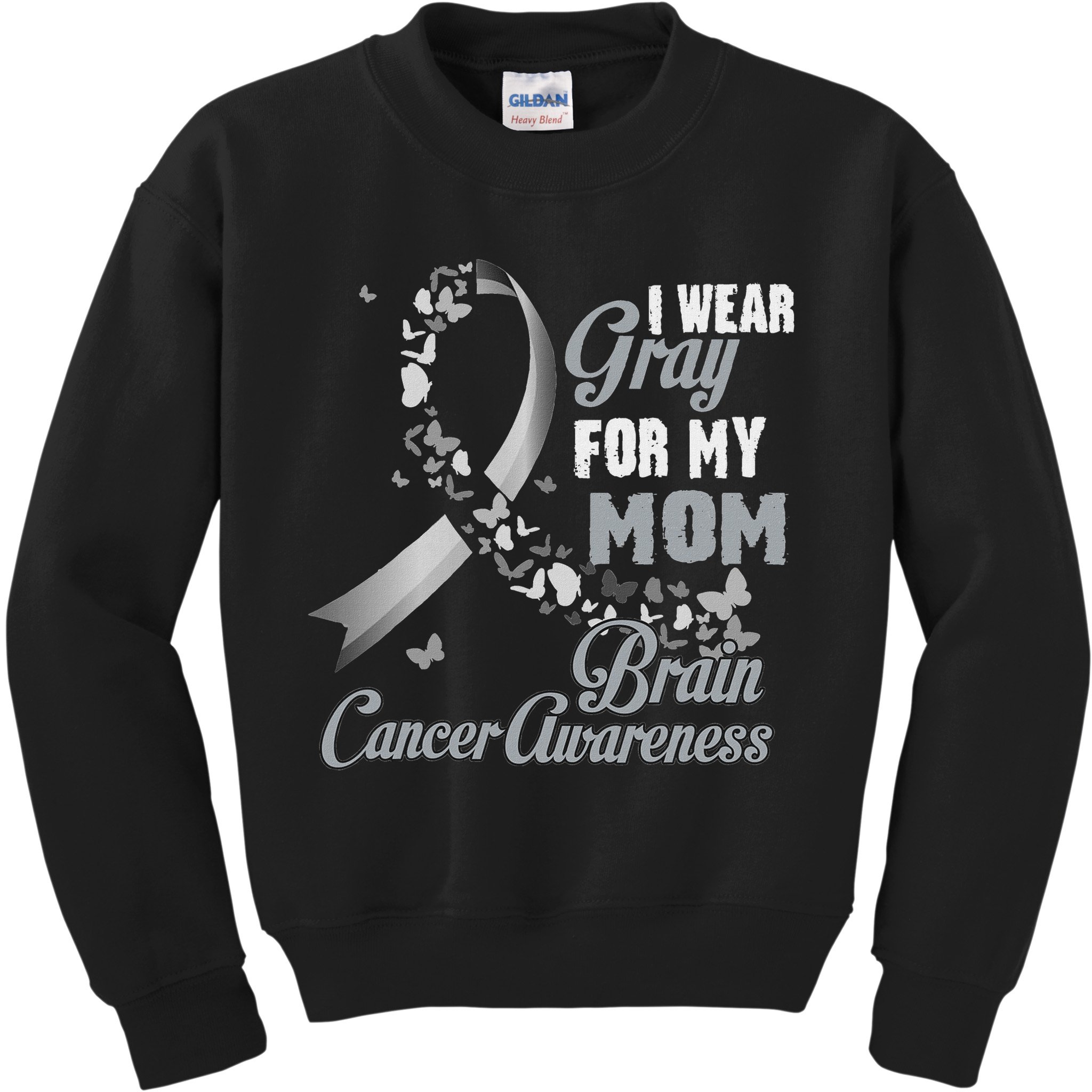 I Wear Grey For My Mom Brain Cancer Awareness Kids Sweatshirt