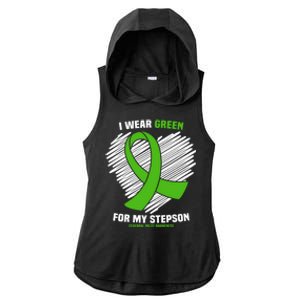 I Wear Green For My Stepson Cerebral Palsy Awareness Cool Gift Ladies PosiCharge Tri-Blend Wicking Draft Hoodie Tank