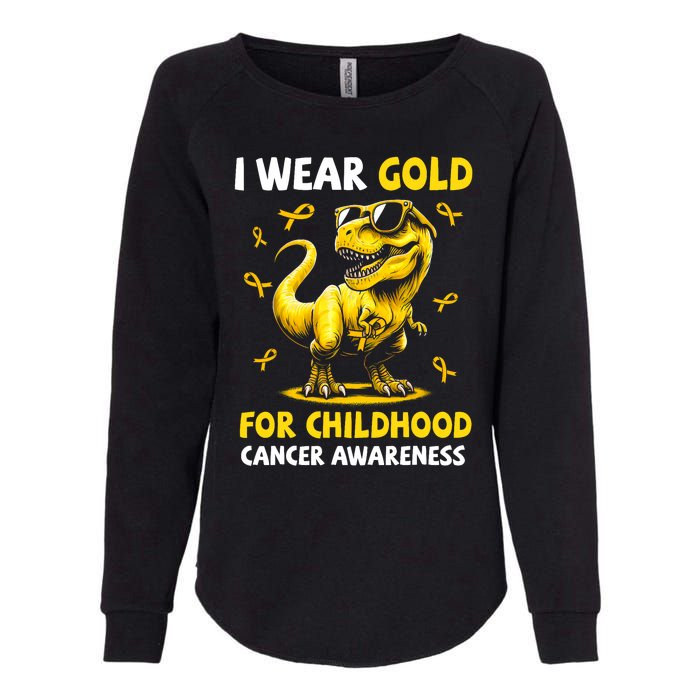 I Wear Gold For Childhood Cancer Awareness Dinosaur Womens California Wash Sweatshirt