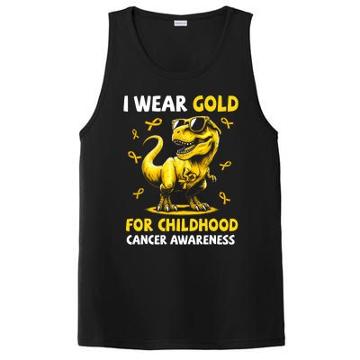 I Wear Gold For Childhood Cancer Awareness Dinosaur PosiCharge Competitor Tank