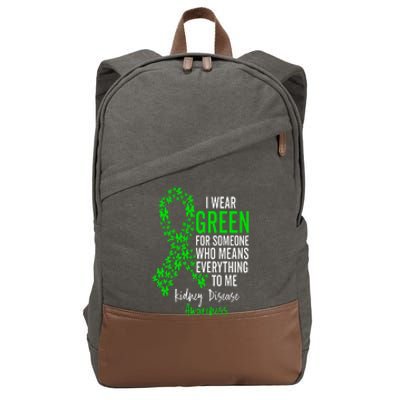 I Wear Green for Kidney Disease Awareness Support Squad Cotton Canvas Backpack