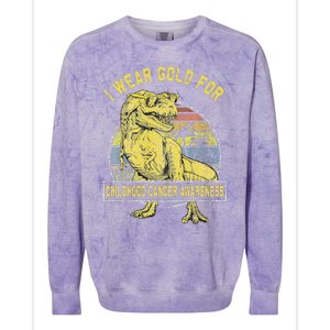 I Wear Gold For Childhood Cancer Awareness Dinosaur Colorblast Crewneck Sweatshirt