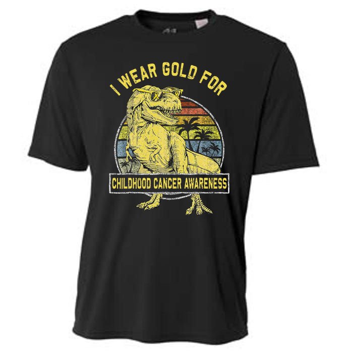 I Wear Gold For Childhood Cancer Awareness Dinosaur Cooling Performance Crew T-Shirt