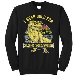 I Wear Gold For Childhood Cancer Awareness Dinosaur Sweatshirt