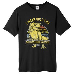 I Wear Gold For Childhood Cancer Awareness Dinosaur Tall Fusion ChromaSoft Performance T-Shirt