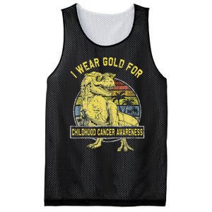 I Wear Gold For Childhood Cancer Awareness Dinosaur Mesh Reversible Basketball Jersey Tank