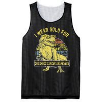 I Wear Gold For Childhood Cancer Awareness Dinosaur Mesh Reversible Basketball Jersey Tank