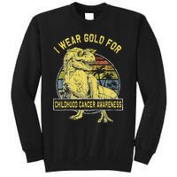 I Wear Gold For Childhood Cancer Awareness Dinosaur Tall Sweatshirt