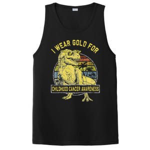 I Wear Gold For Childhood Cancer Awareness Dinosaur PosiCharge Competitor Tank