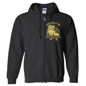 I Wear Gold For Childhood Cancer Awareness Dinosaur Full Zip Hoodie