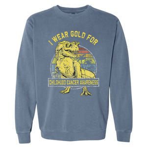 I Wear Gold For Childhood Cancer Awareness Dinosaur Garment-Dyed Sweatshirt