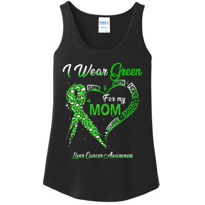 I Wear Green For My Mom Liver Cancer Awareness Green Ribbon Ladies Essential Tank