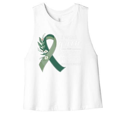 I Wear Green Tal Health Awareness Month Funny Gift Women's Racerback Cropped Tank