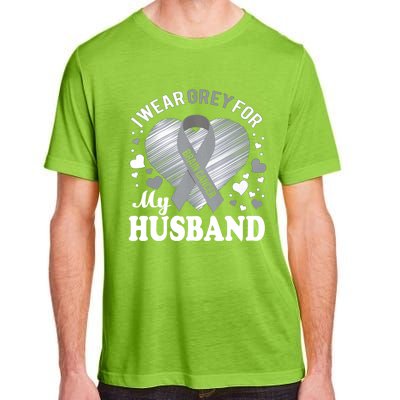 I Wear Grey For My Husband Cute Gift Brain Cancer Awareness Meaningful Gift Adult ChromaSoft Performance T-Shirt