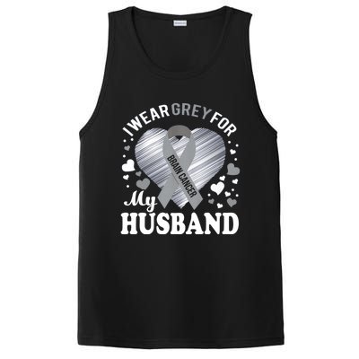 I Wear Grey For My Husband Cute Gift Brain Cancer Awareness Meaningful Gift PosiCharge Competitor Tank