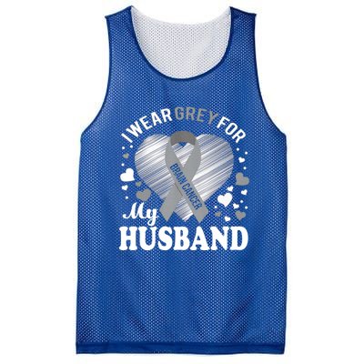 I Wear Grey For My Husband Cute Gift Brain Cancer Awareness Meaningful Gift Mesh Reversible Basketball Jersey Tank