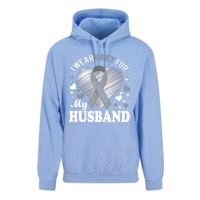 I Wear Grey For My Husband Cute Gift Brain Cancer Awareness Meaningful Gift Unisex Surf Hoodie