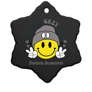 I Wear Grey For Dyslexia Awareness Gift Ceramic Star Ornament