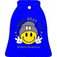 I Wear Grey For Dyslexia Awareness Gift Ceramic Bell Ornament