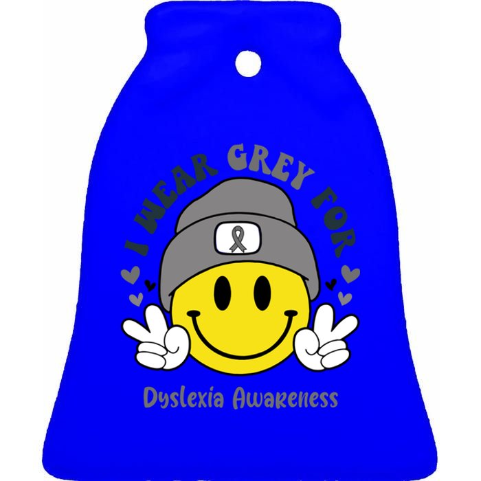 I Wear Grey For Dyslexia Awareness Gift Ceramic Bell Ornament