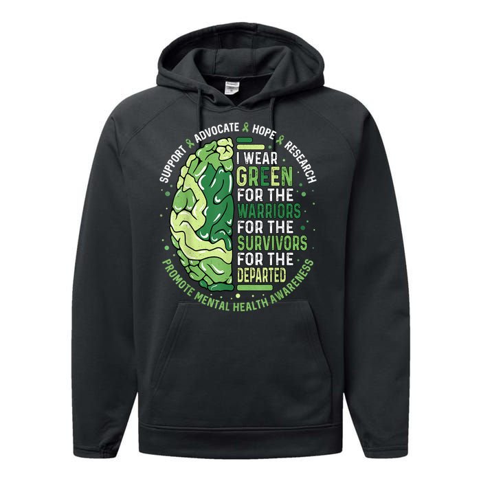 I Wear Green For The Warriors Performance Fleece Hoodie