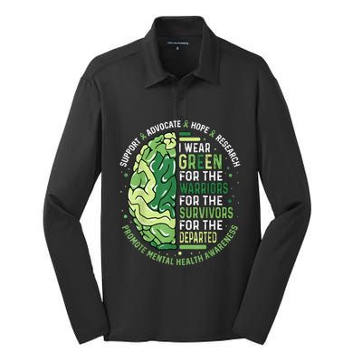 I Wear Green For The Warriors Silk Touch Performance Long Sleeve Polo