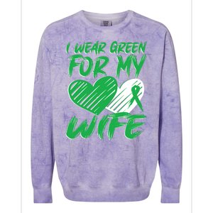 I Wear Green For My Wife Mental Health Awareness Ribbon Heart Colorblast Crewneck Sweatshirt