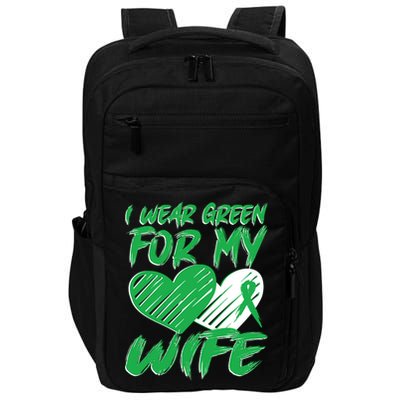 I Wear Green For My Wife Mental Health Awareness Ribbon Heart Impact Tech Backpack