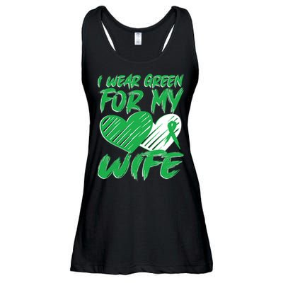 I Wear Green For My Wife Mental Health Awareness Ribbon Heart Ladies Essential Flowy Tank