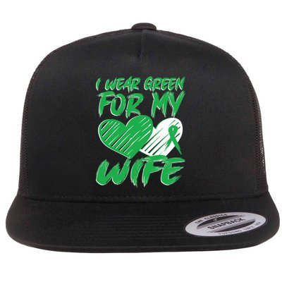 I Wear Green For My Wife Mental Health Awareness Ribbon Heart Flatbill Hat