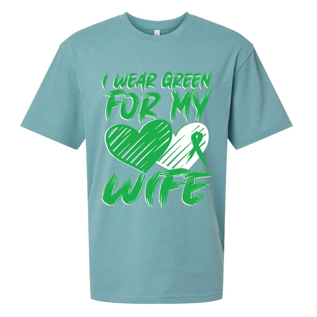 I Wear Green For My Wife Mental Health Awareness Ribbon Heart Sueded Cloud Jersey T-Shirt