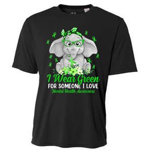 I Wear Green For Mental Health Awareness Ribbon Elephant Cooling Performance Crew T-Shirt